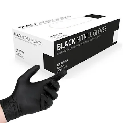 Gloves Nitrile Black - LARGE (Box of 100)