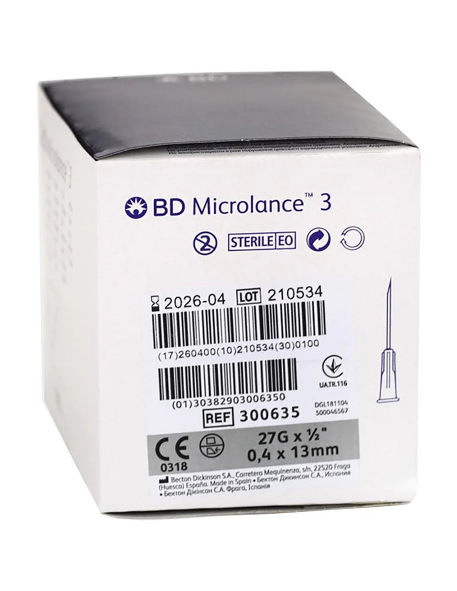 BD Microlance 3 Grey Needles 27G x 0.5" (Box of 100)