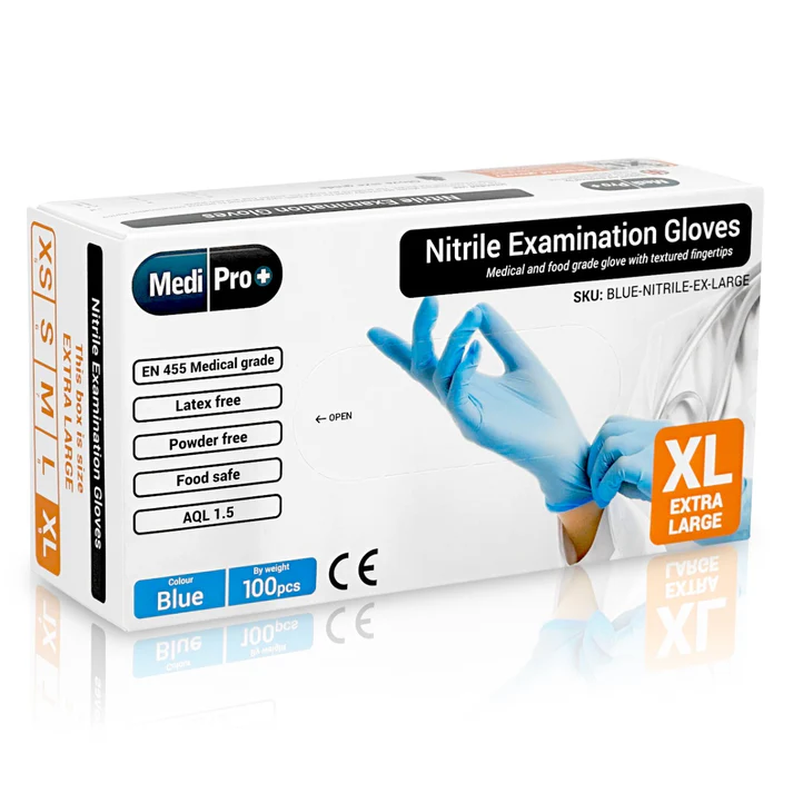 Gloves Nitrile Blue - EXTRA LARGE (100)