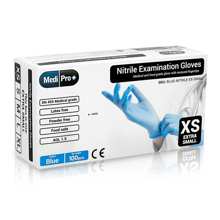 Gloves Nitrile Blue - EXTRA SMALL (100)